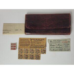 WWII Mileage Ration Coupons Wallet 1944 San Diego, CA Collectible Antique
